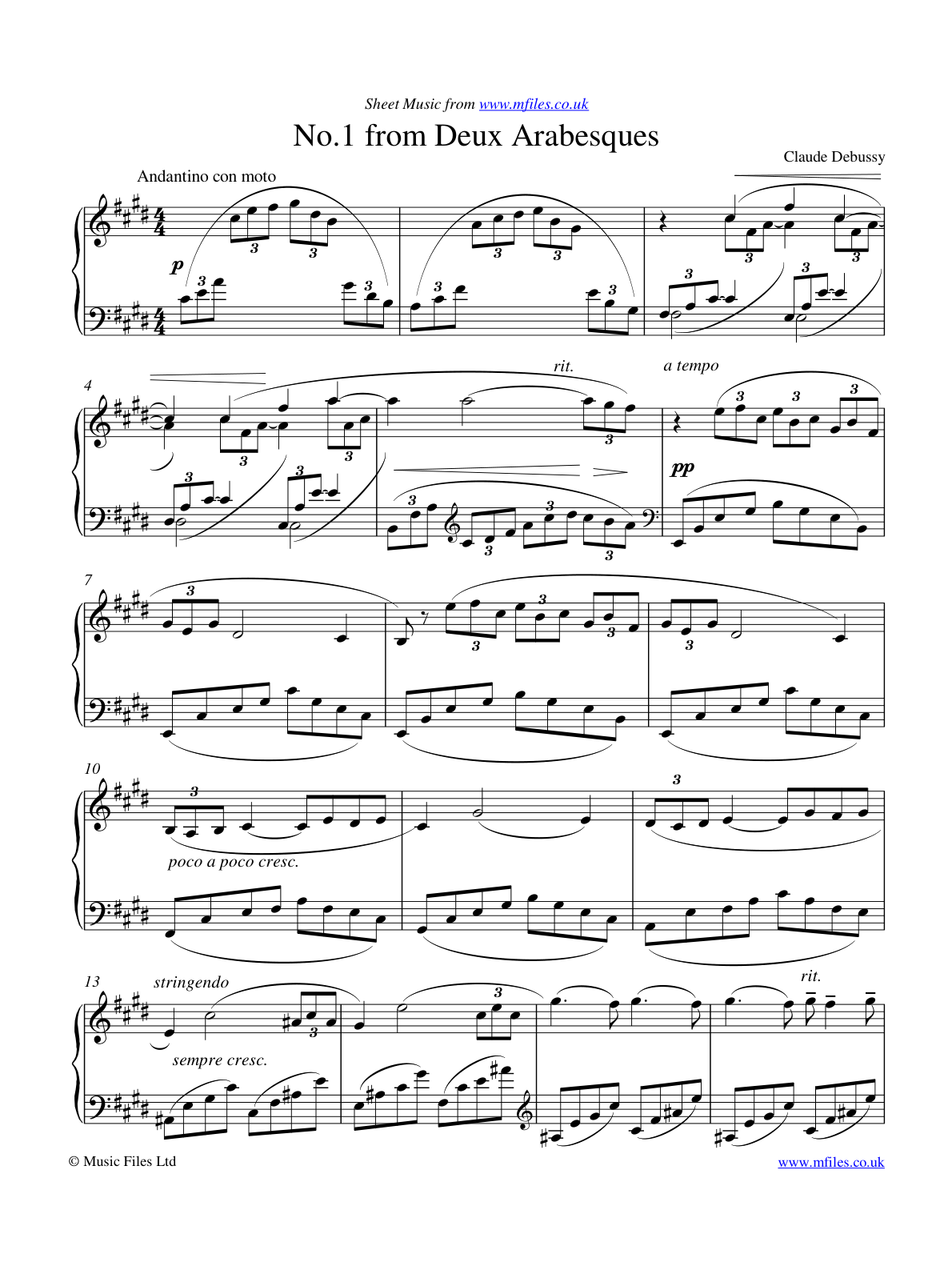 Debussy Arabesque No.1 page 1